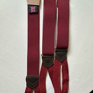 Paul Stuart Suspenders. Wine colored; nylon. 1 inch wide